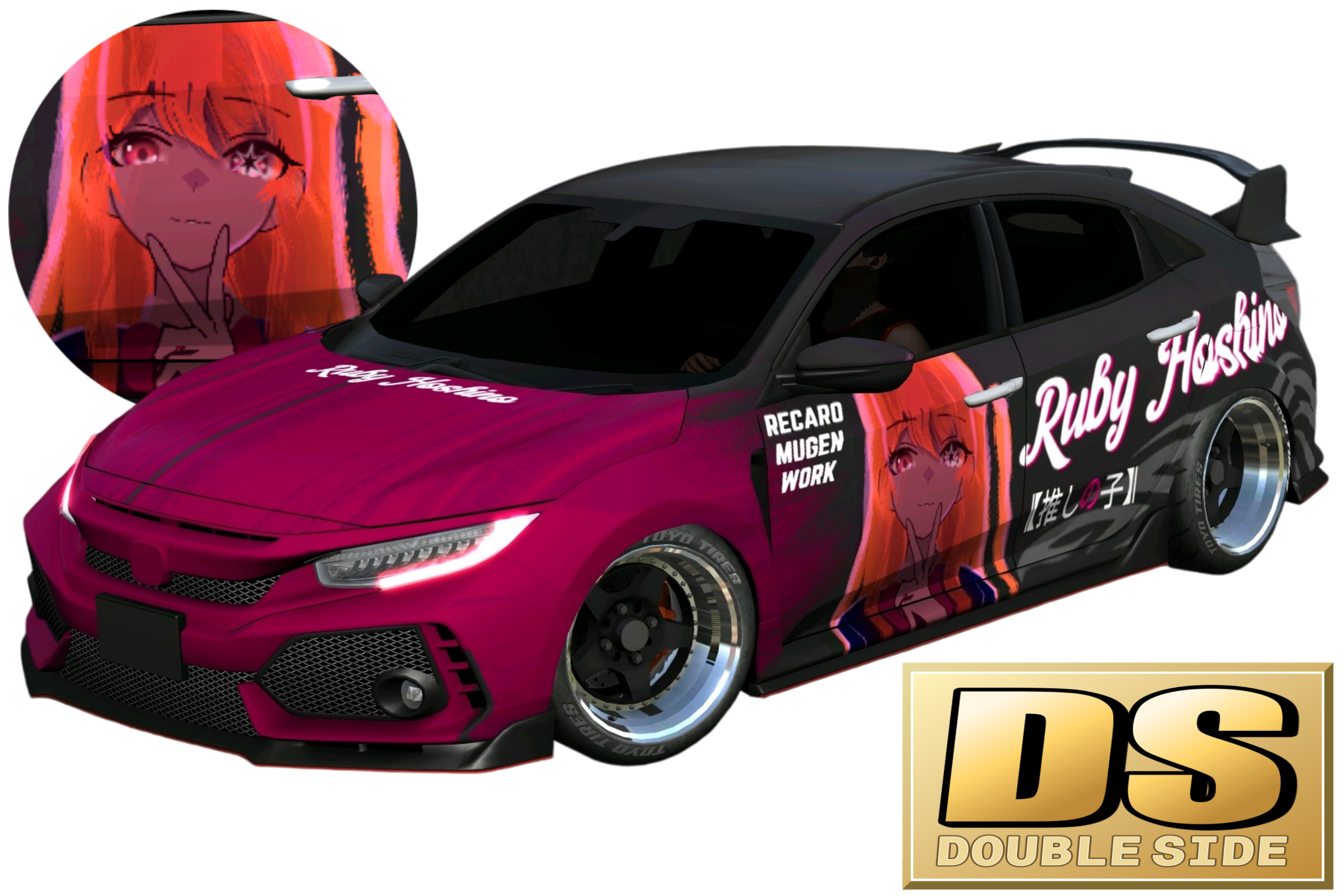 291] Honda Civic Type R FK8 Blackened Ruby Hoshino Daul-Side