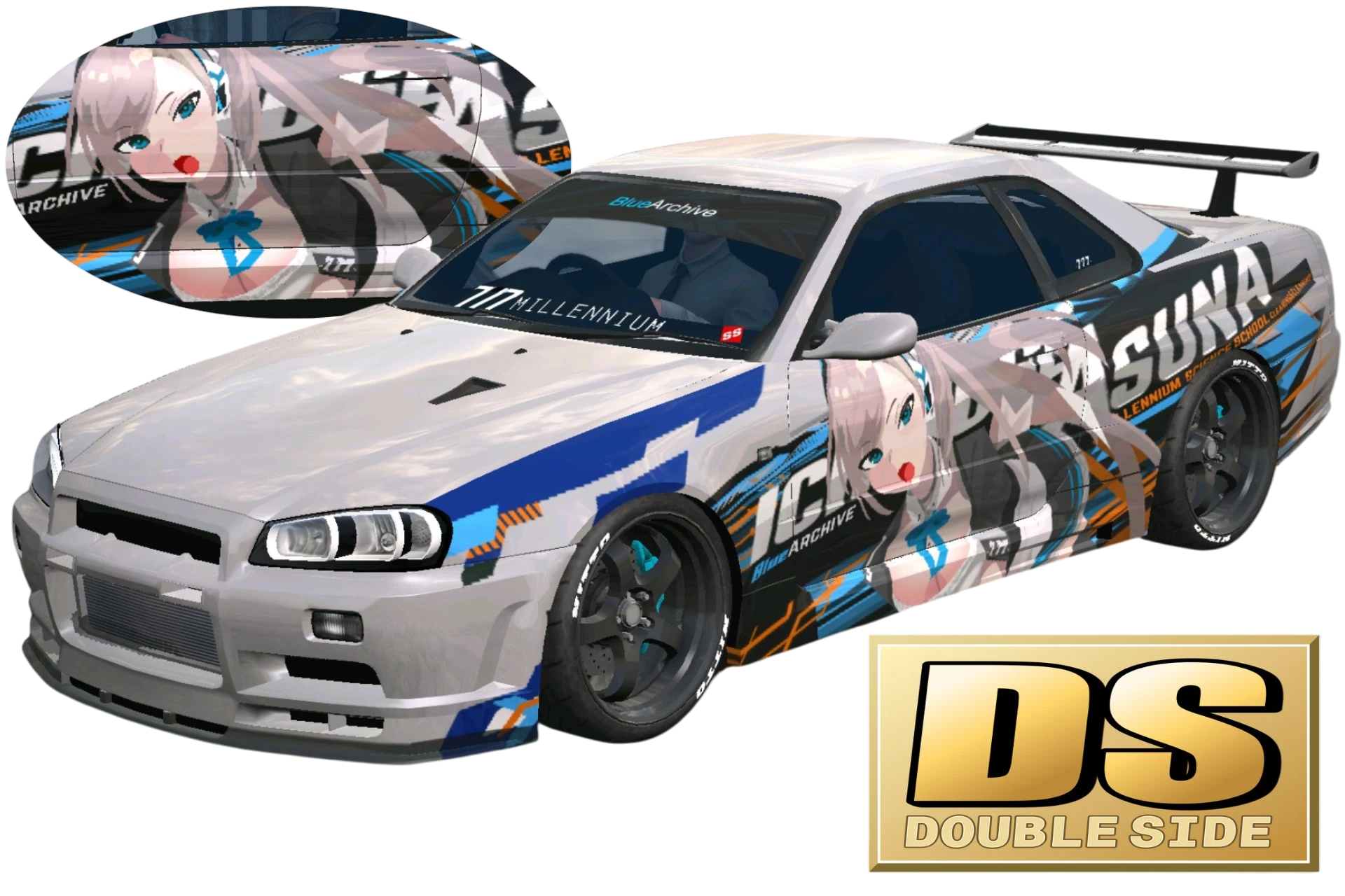 622]Nissan GTR R34 Skyline 一之瀨明日奈雙面痛車半身設計日式JDM